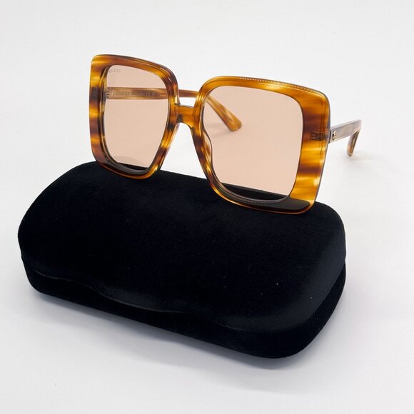 NEW GUCCI GG1314S 003 SUNGLASSES WOMEN HAVANA BROWN OVERSIZED EYEWEAR GUCCI - Picture 2 of 12